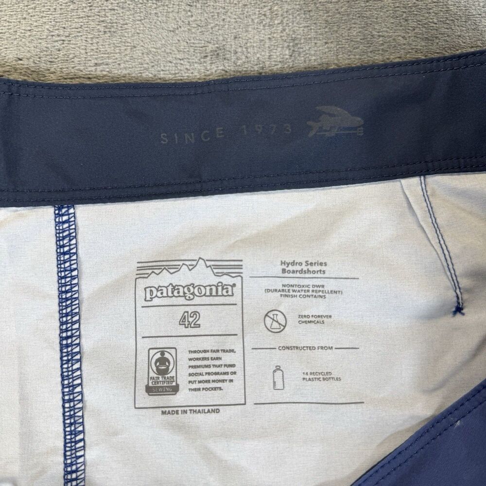 Patagonia Sz 42 Hydropeak 18’ Boardshorts Santa Cruz Stripe Superior Blue NWOT - Picture 6 of 16